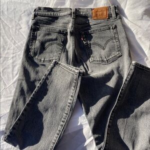 Levi's Black Gray Washed Straight-Leg Jeans
